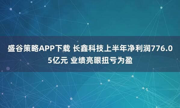 盛谷策略APP下载 长鑫科技上半年净利润776.05亿元 业绩亮眼扭亏为盈